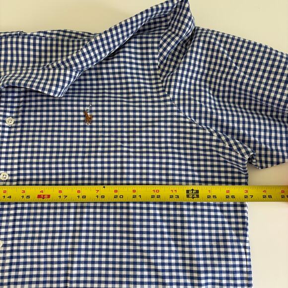 Ralph Lauren Gingham Oxford Mens Shirt Sz XXL Blue White Cotton Business Preppy - Picture 9 of 10